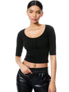 MINDY BUTTON FRONT TEE-ALICE + OLIVIA