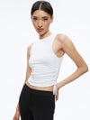 CHRISSY CREWNECK RUCHED CROP TOP-ALICE + OLIVIA