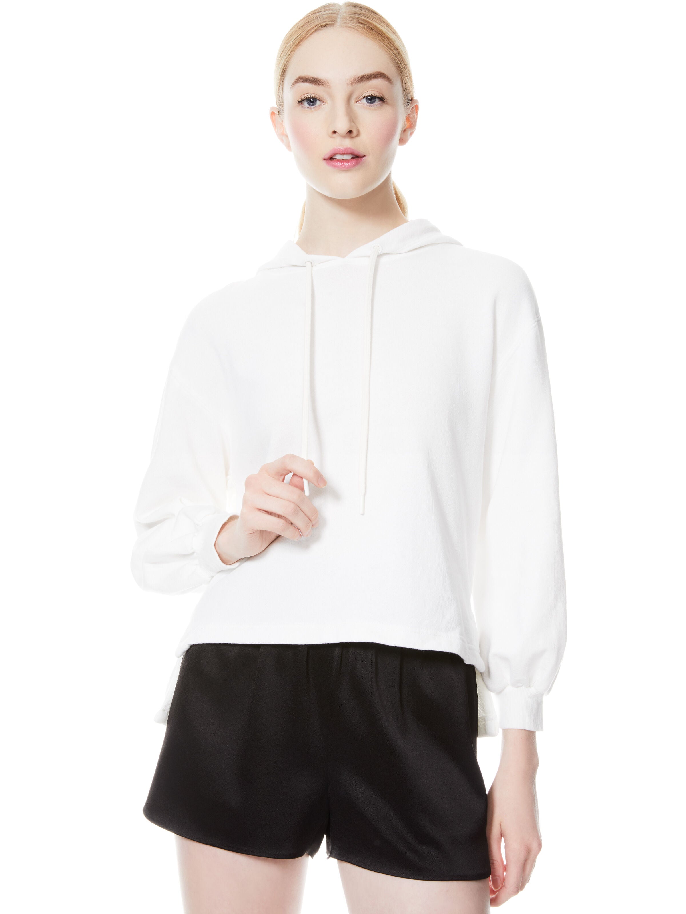 ELAINE COWL BK BLSN SLV HOODIE-ALICE + OLIVIA