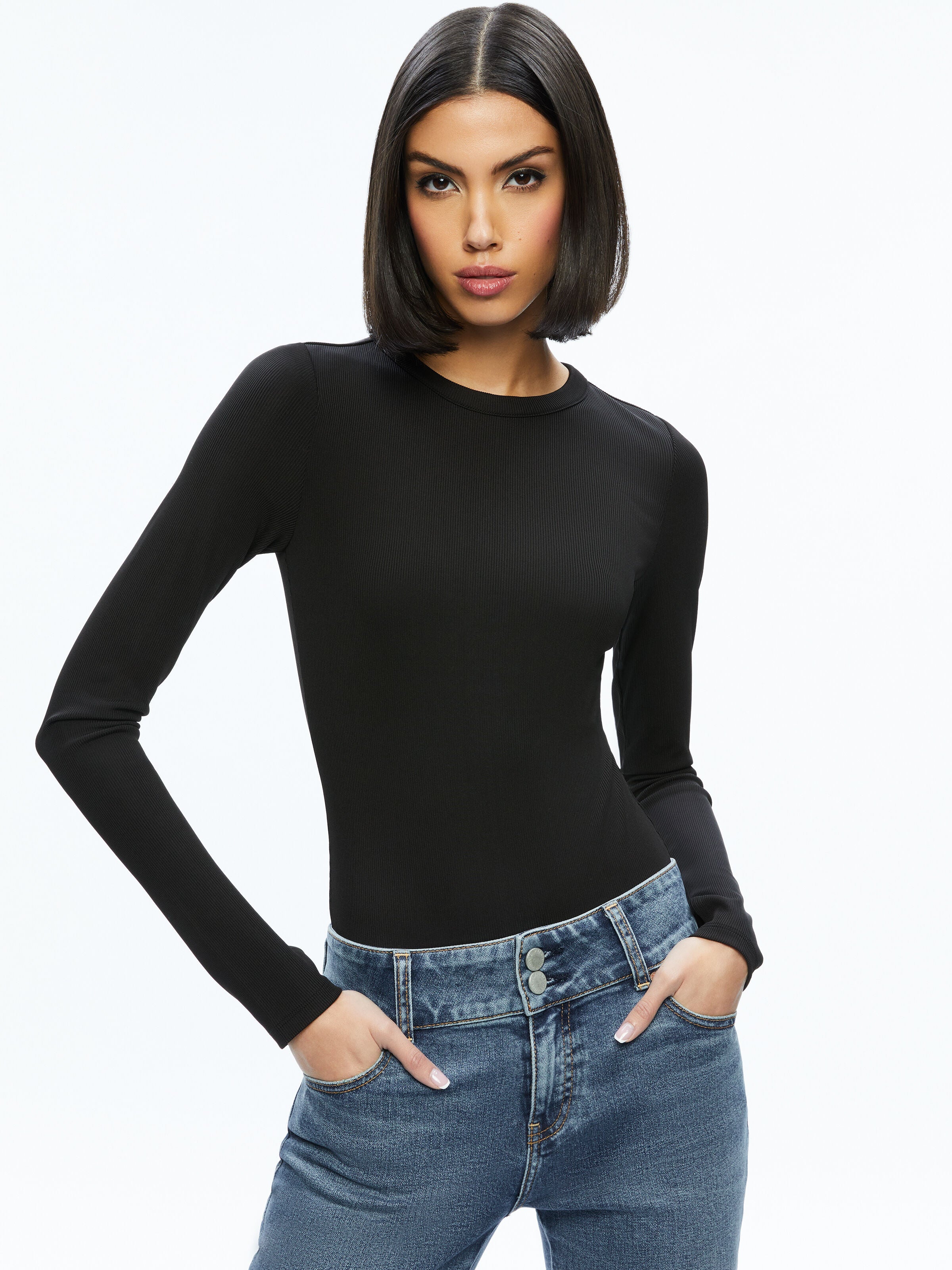 OLEA ROUND NECK BODYSUIT-ALICE + OLIVIA
