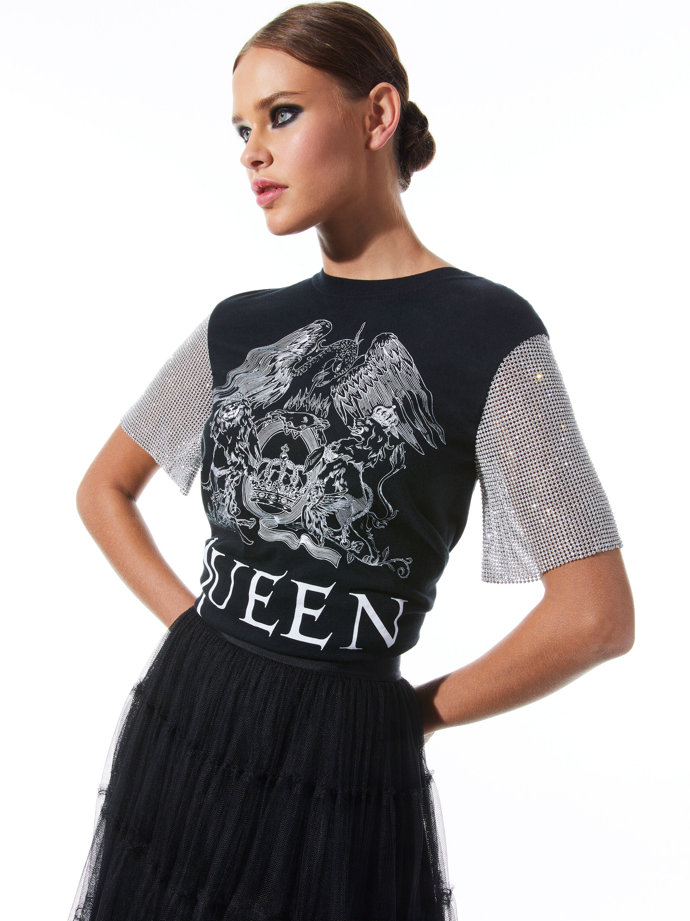 TARI CHAINMAIL SLEEVE TEE-ALICE + OLIVIA