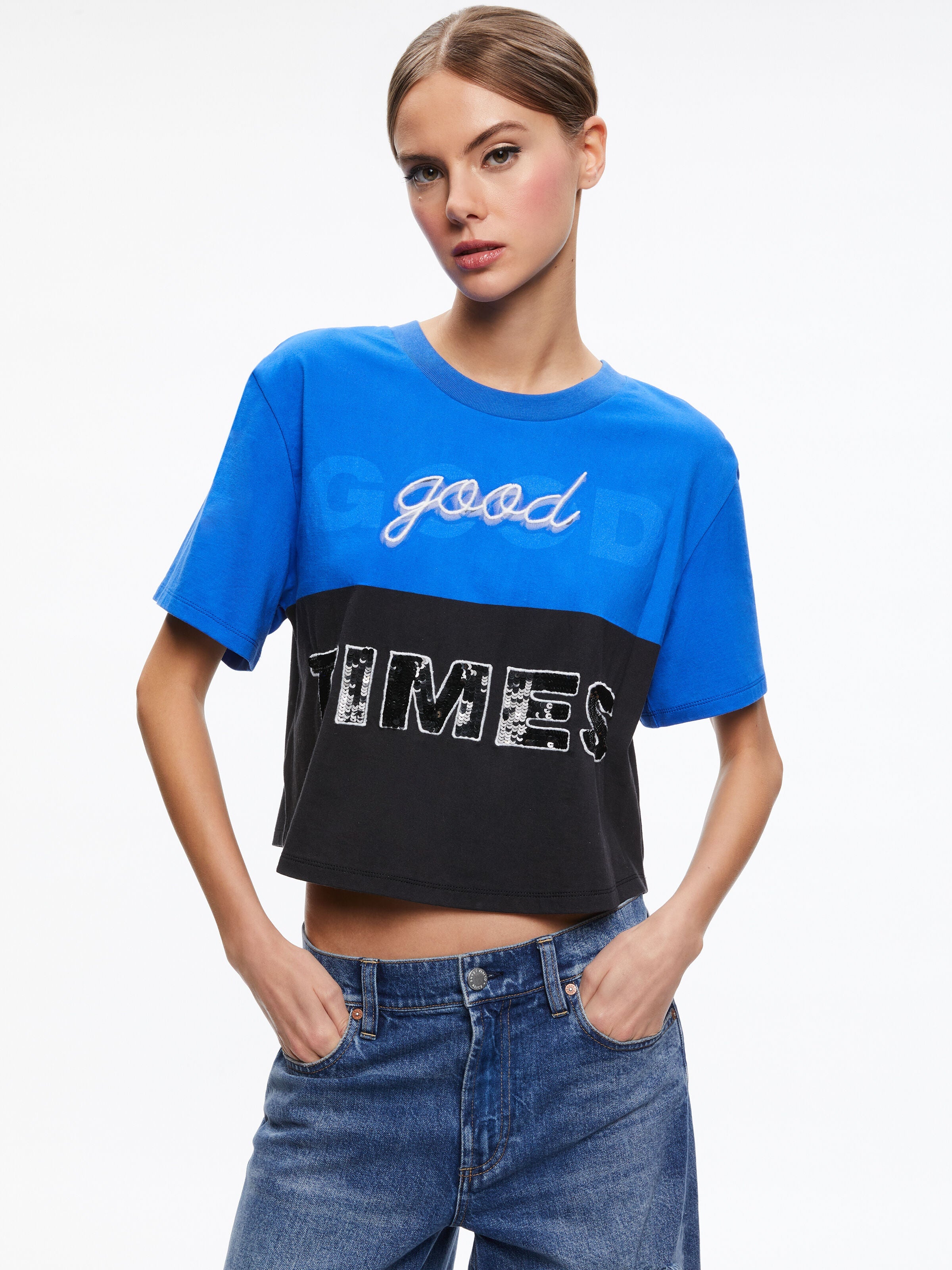 A+O X DEBORAH KASS ALISSA EMBELLISHED BOXY RINGER TEE-ALICE + OLIVIA