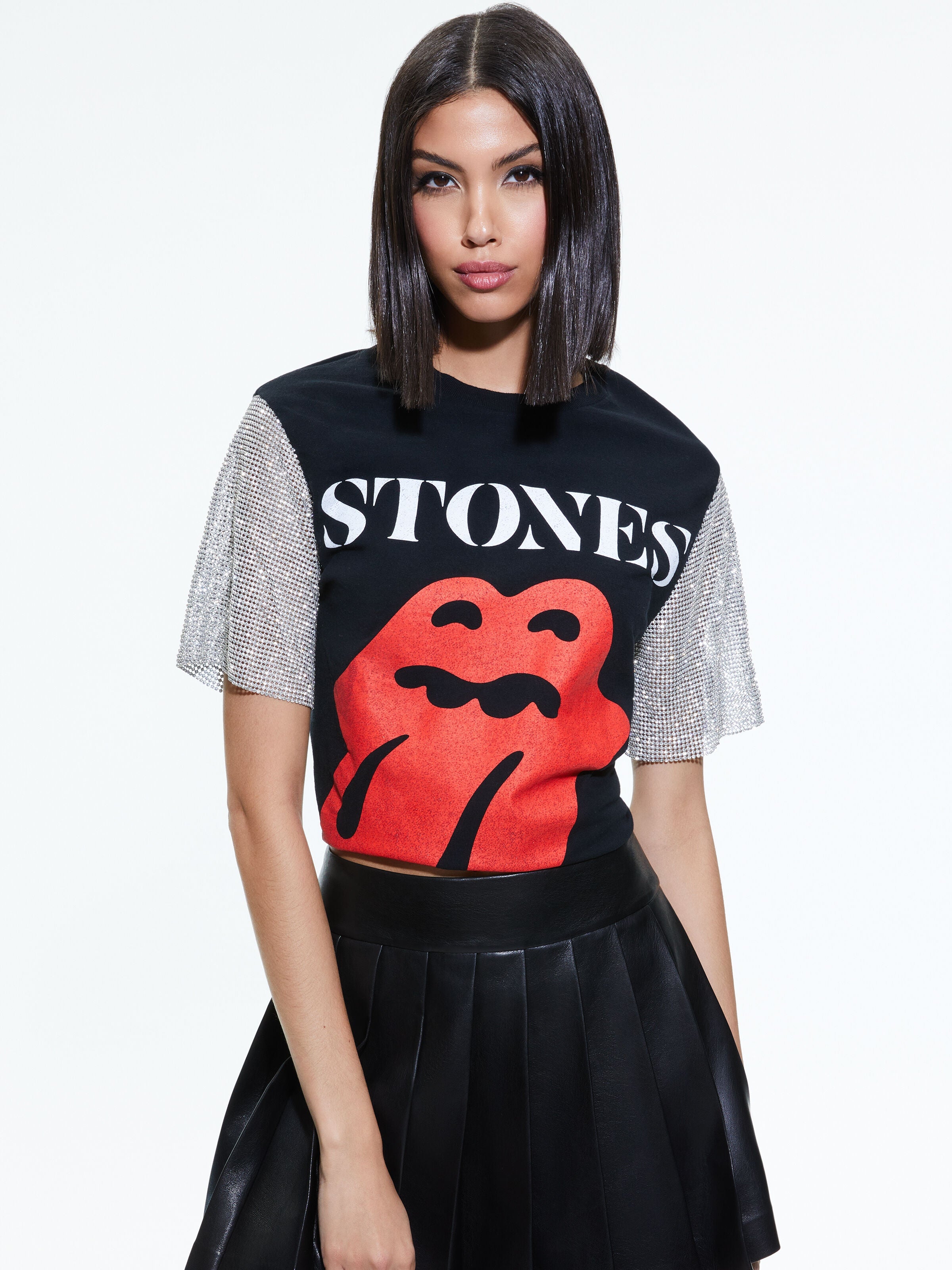 TARI CHAINMAIL SLEEVE TEE-ALICE + OLIVIA