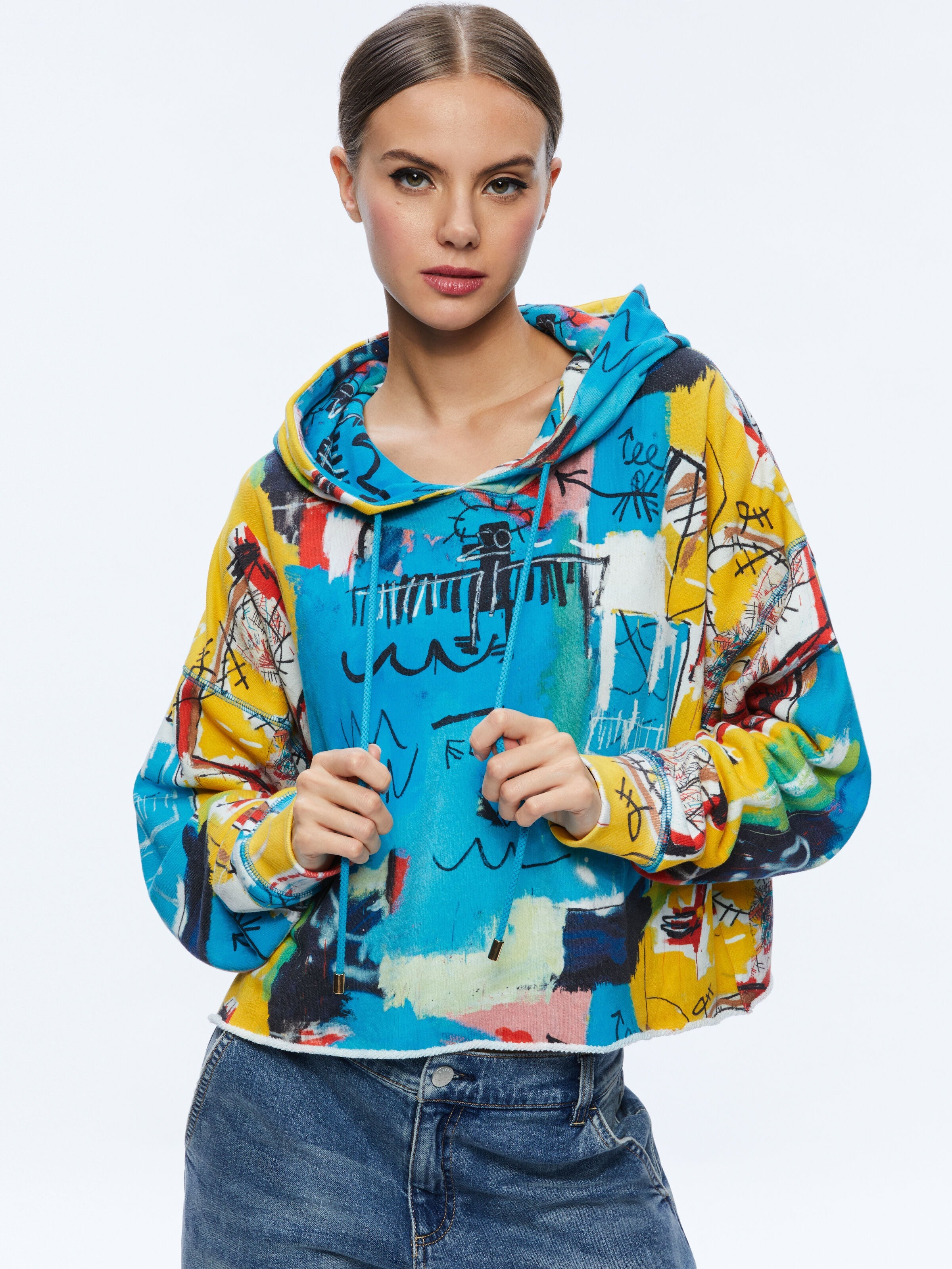 A+O X BASQUIAT SUNNY CROPPED HOODIE-ALICE + OLIVIA