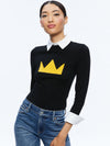 A+O X BASQUIAT PORLA COLLARED SWEATER-ALICE + OLIVIA