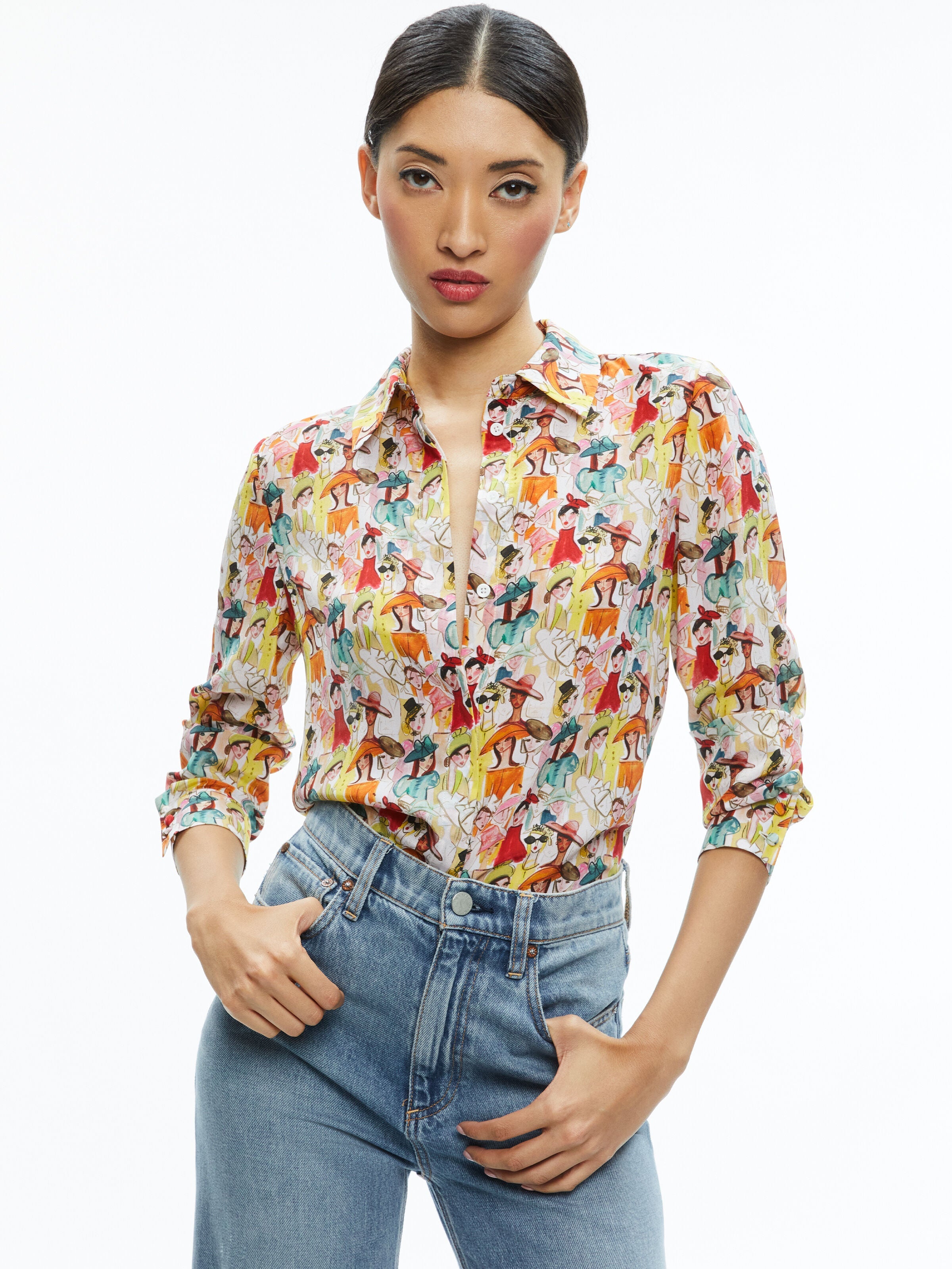 A+O X BLAIR Z WILLA PLACKET TOP-BLAIR Z LADIES-ALICE + OLIVIA