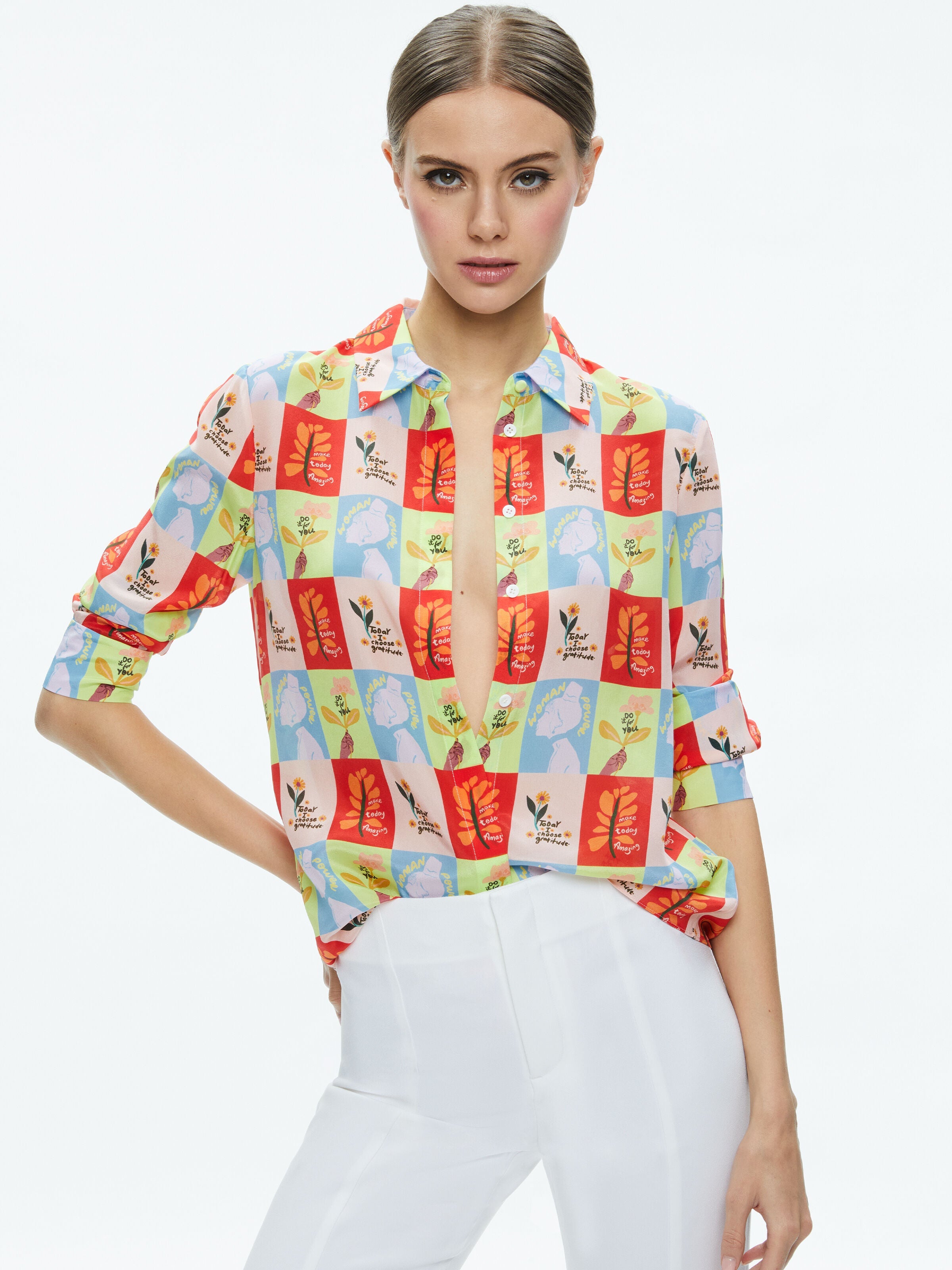 A+O X BLAIR Z WILLA PLACKET TOP-BLAIR Z LADIES-ALICE + OLIVIA