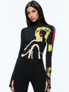 A+O X TOM WESSELMANN DELAINA LONG SLEEVE TURTLENECK TOP-ALICE + OLIVIA