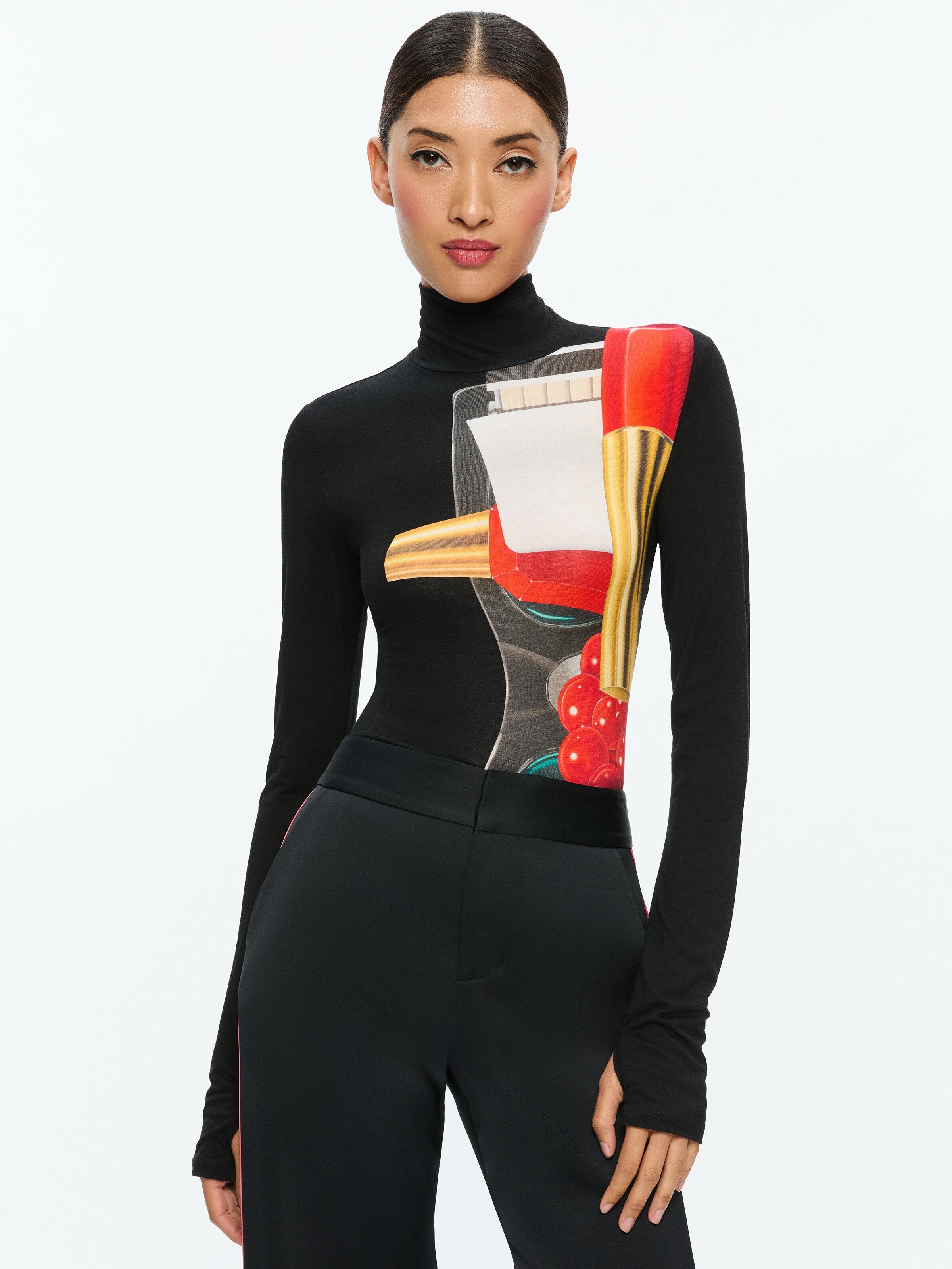A+O X TOM WESSELMANN DELAINA LONG SLEEVE TURTLENECK TOP-ALICE + OLIVIA