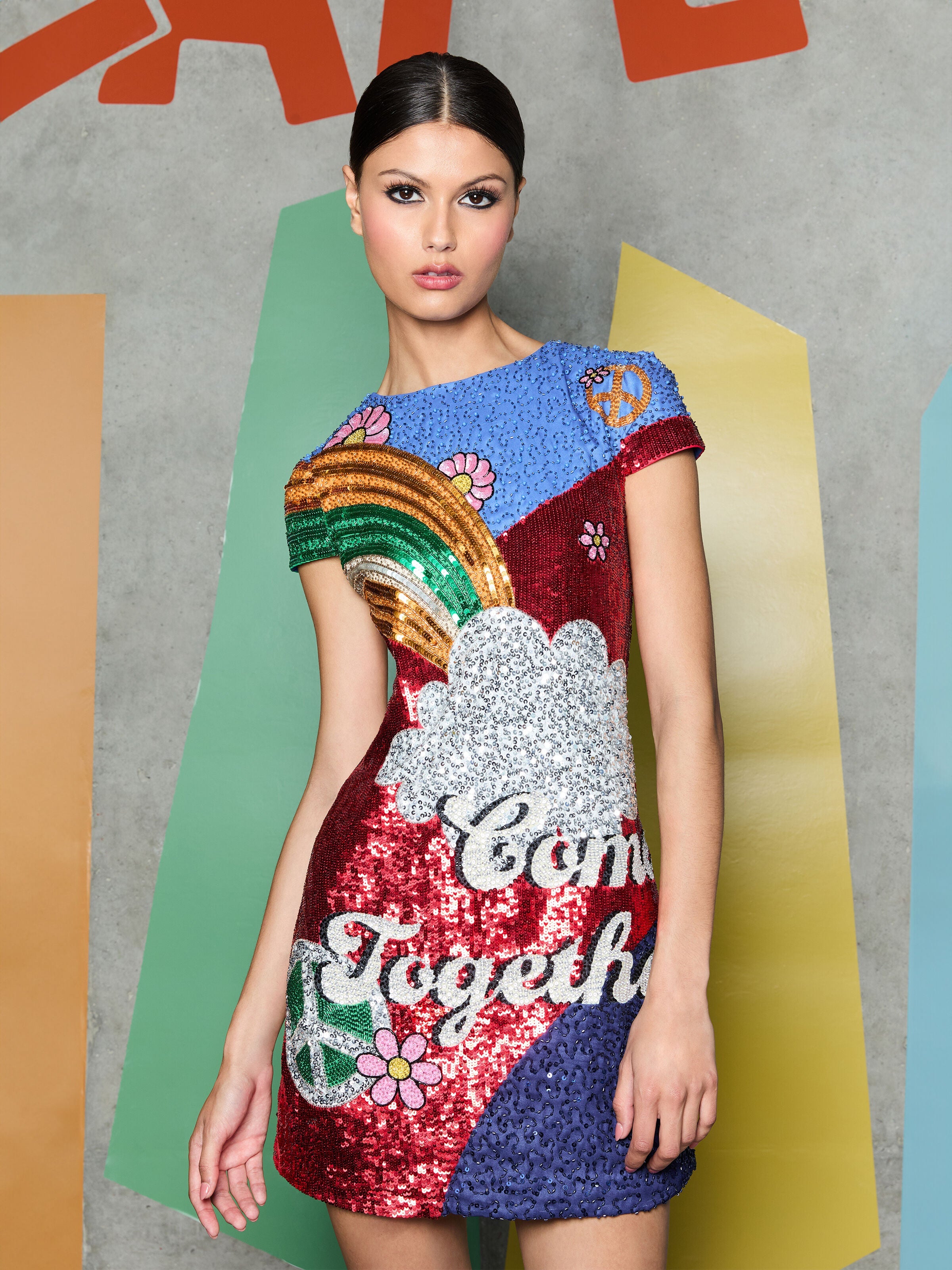 A+O X THE BEATLES CLYDE SHIFT DRESS-ALICE + OLIVIA