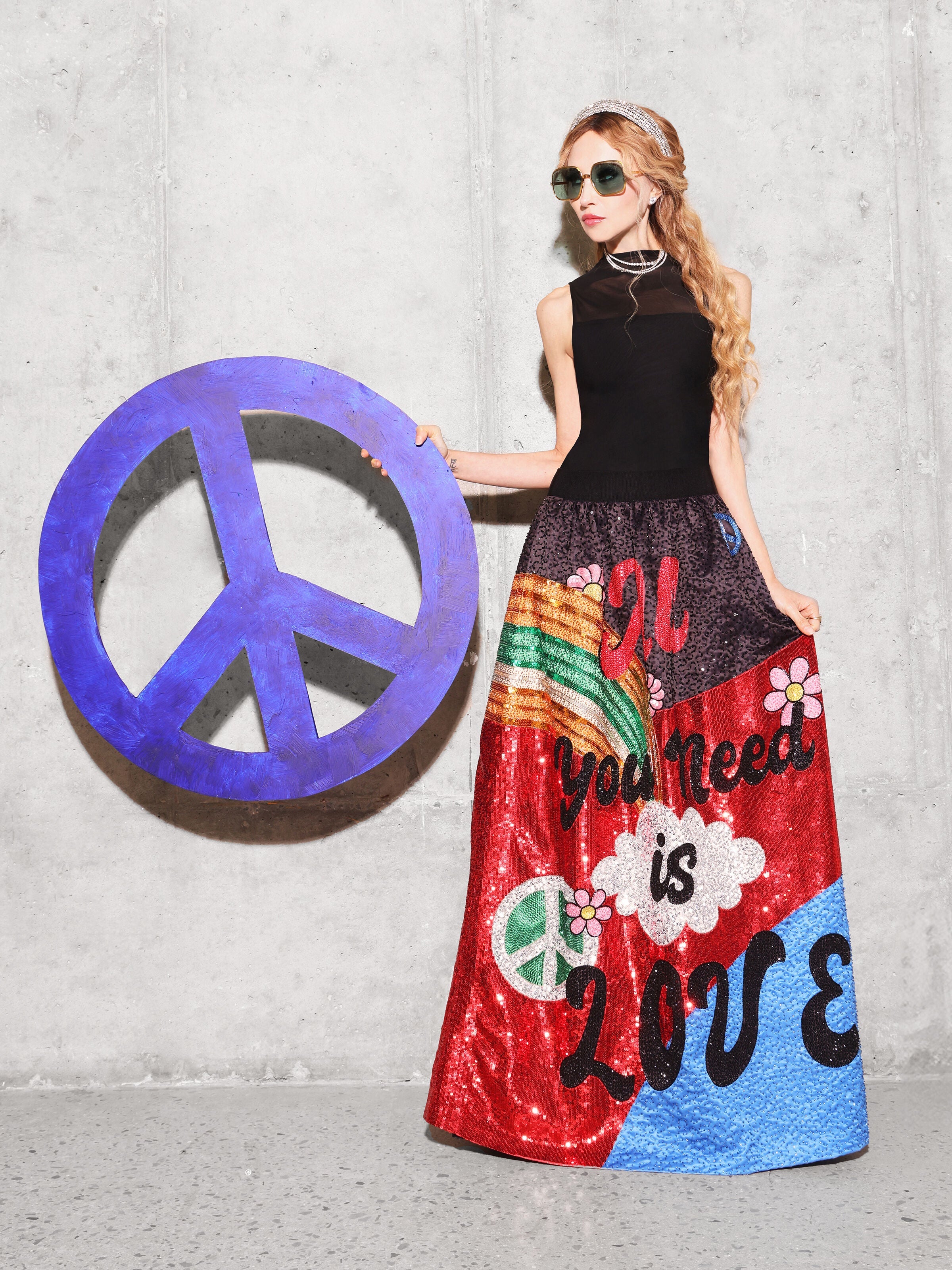 A+O X THE BEATLES TINA BALLGOWN SKIRT-ALL YOU NEED IS LOVE-ALICE + OLIVIA