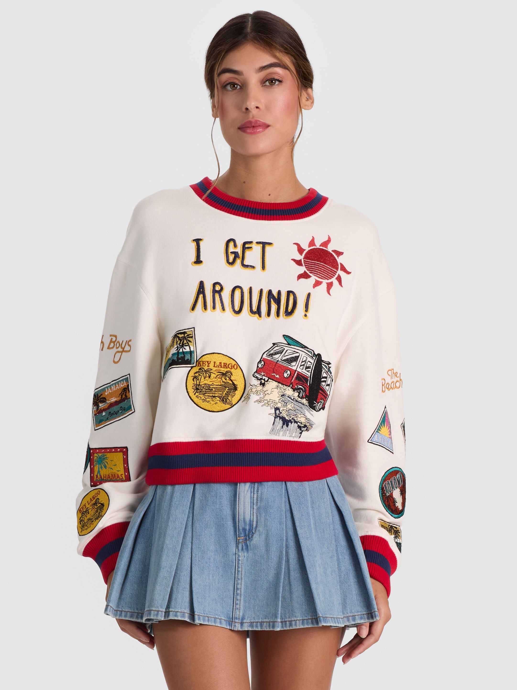RUSSELL EMBROIDERED CREWNECK SWEATSHIRT-ALICE + OLIVIA