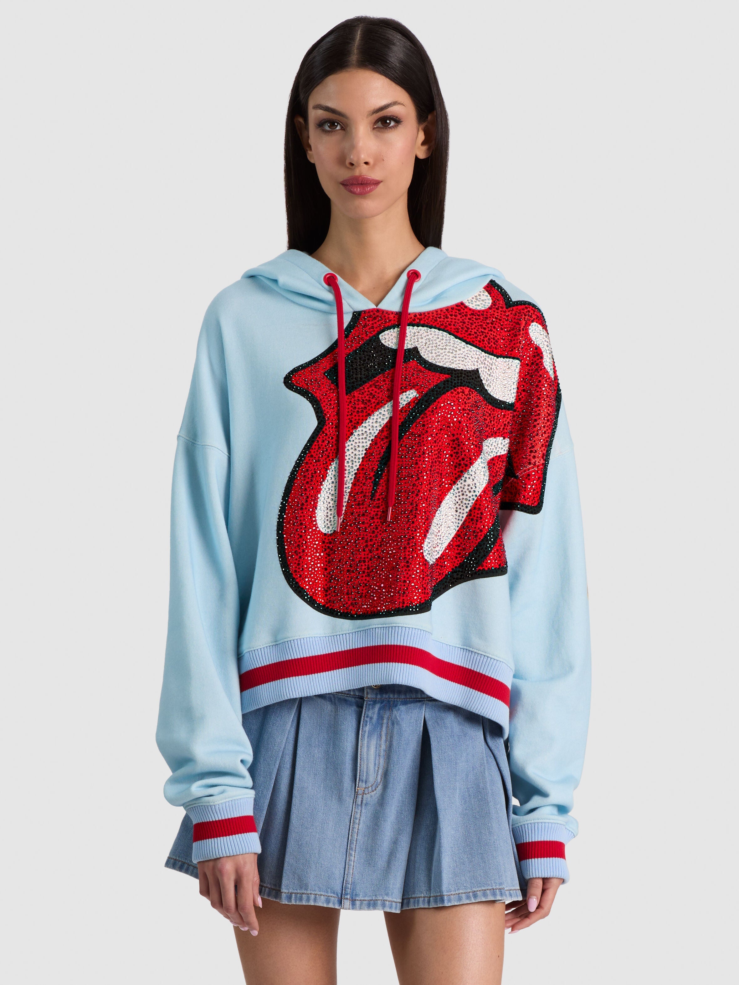 SUNNY EMBELLISHED CROPPED HOODIE-ALICE + OLIVIA