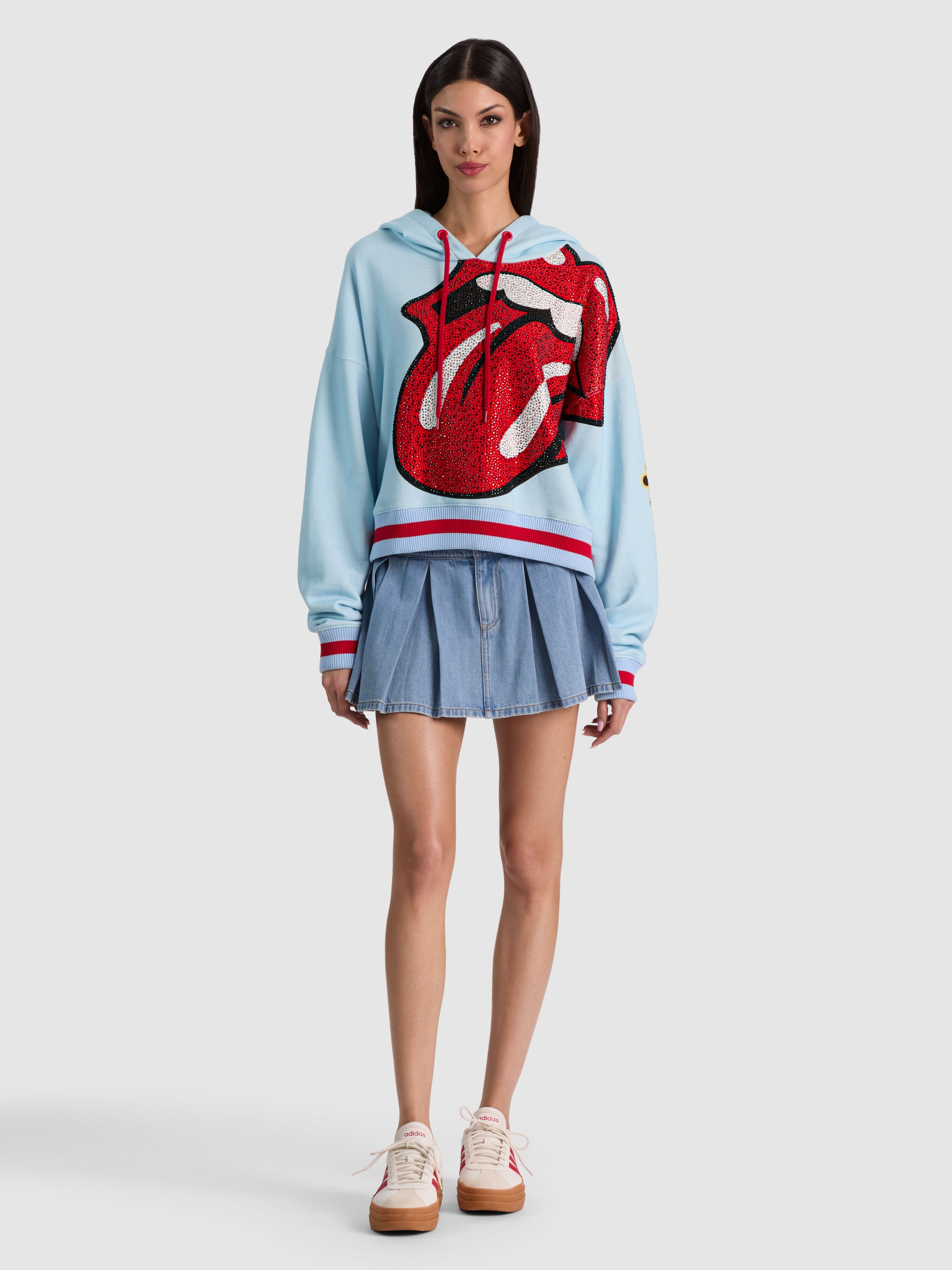 SUNNY EMBELLISHED CROPPED HOODIE-ALICE + OLIVIA