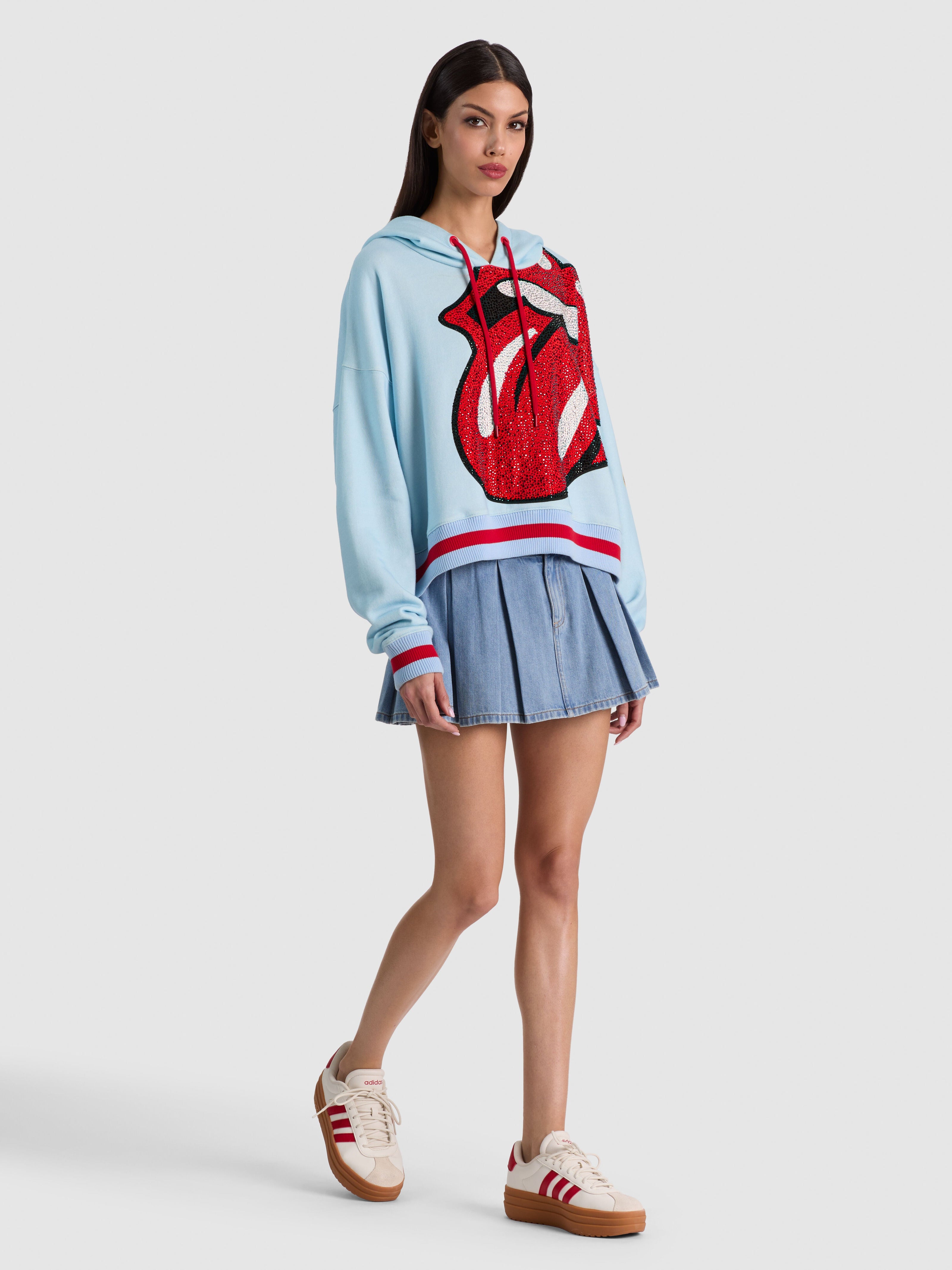 SUNNY EMBELLISHED CROPPED HOODIE-ALICE + OLIVIA