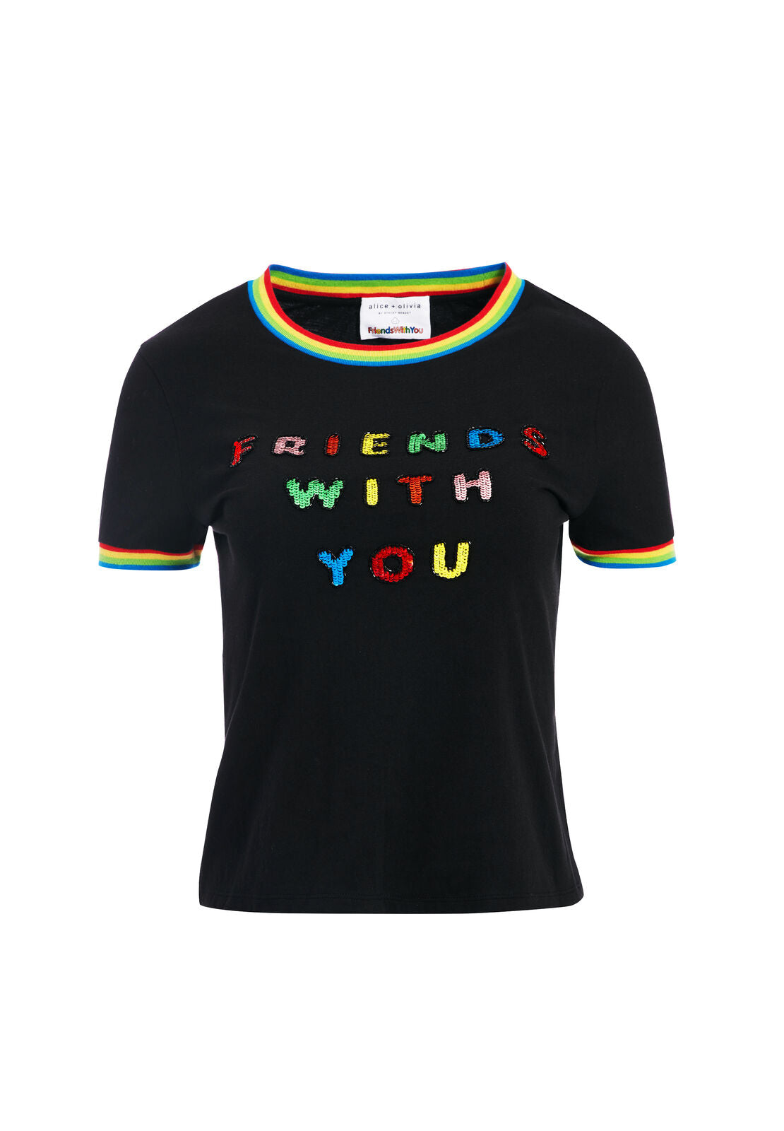 RYLYN EMBELL SLIM RINGER TEE-ALICE + OLIVIA