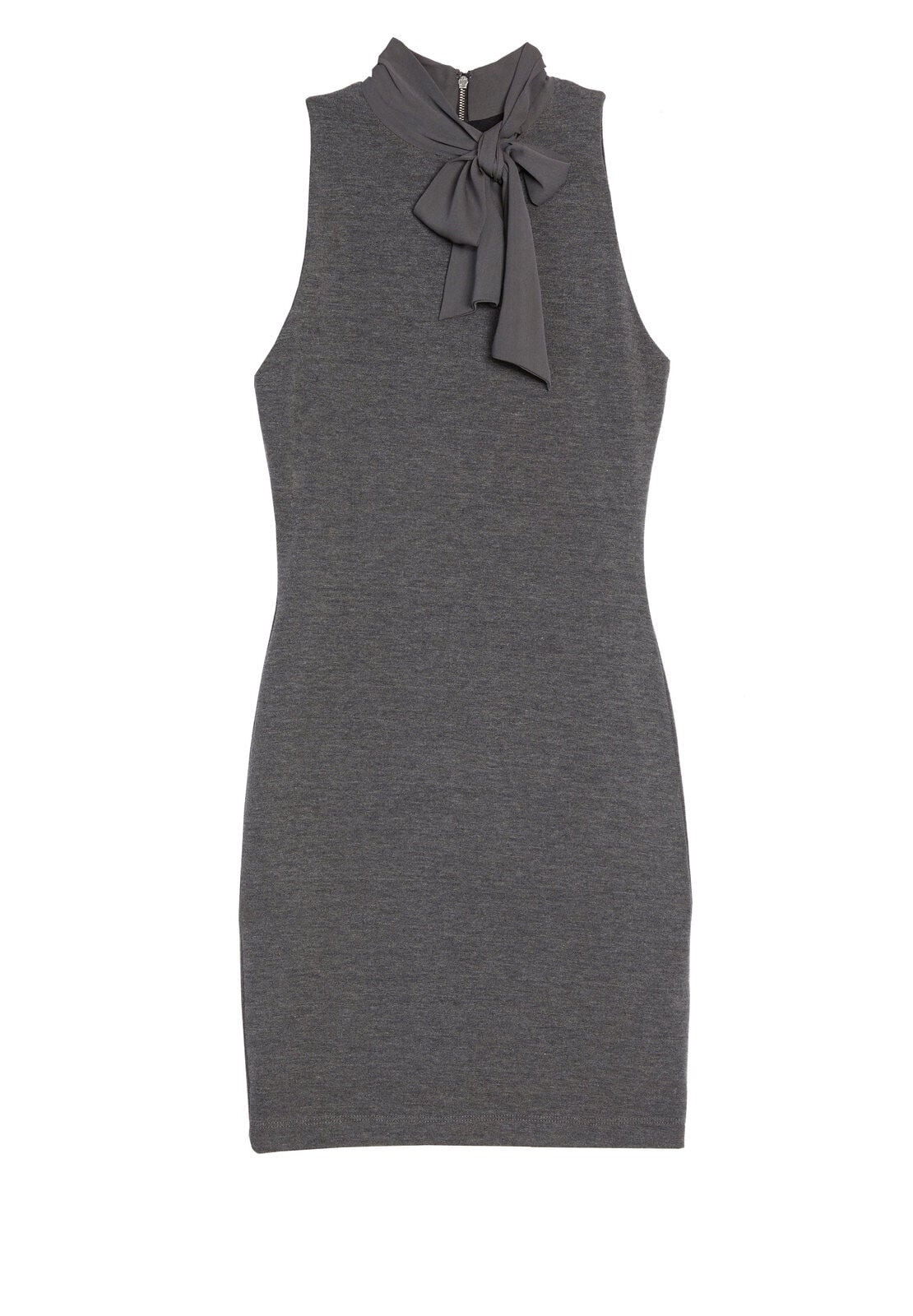MARY FITTED DRESS W NK TIE-CHARCOAL-ALICE + OLIVIA