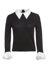 ASTER RUFFLE CUFF SWTR-BLACK/SOFT WHITE-ALICE + OLIVIA