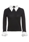 ASTER RUFFLE CUFF SWTR-BLACK/SOFT WHITE-ALICE + OLIVIA