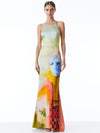 A+O X KIDSUPER SAMIA HALTERNECK FISHTAIL GOWN-COLMS PAINTING-ALICE + OLIVIA