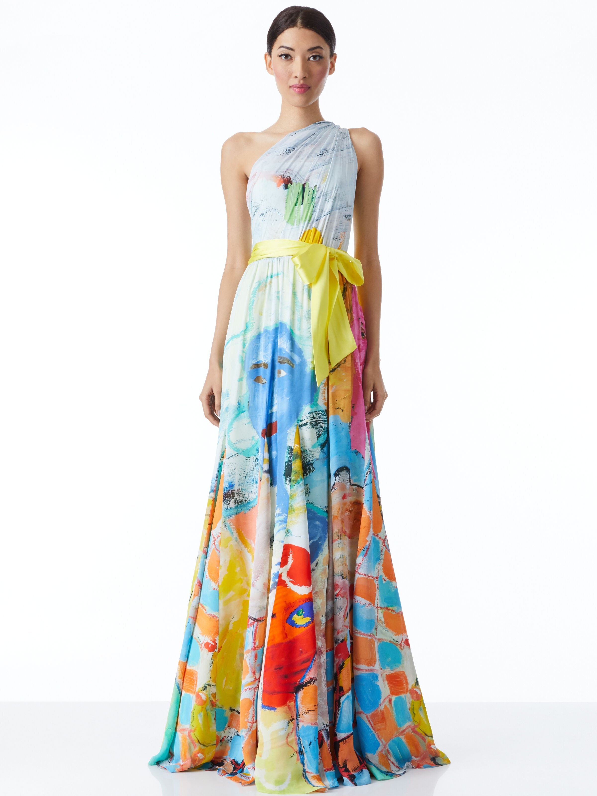 A+O X KIDSUPER MILAN ONE SHOULDER GOWN WITH WAIST BOW-ALICE + OLIVIA
