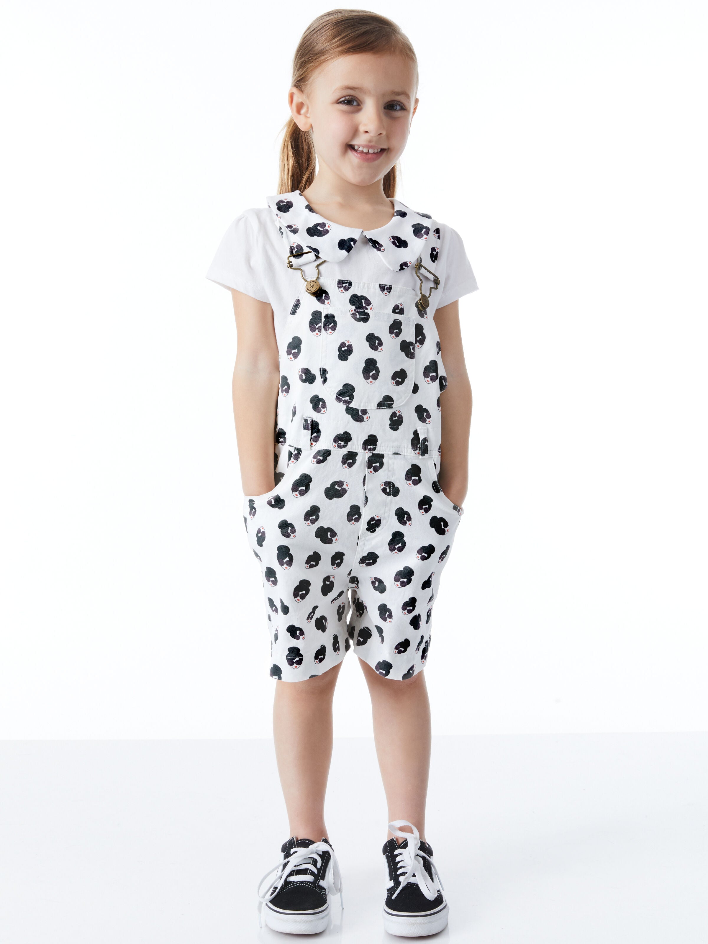 A+O x DOTTY DUNGAREES OVERALL SHORTS-ALICE + OLIVIA