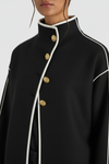 PEARSON COLLARED SWEATER JACKET-BLACK/SOFT WHITE-ALICE + OLIVIA