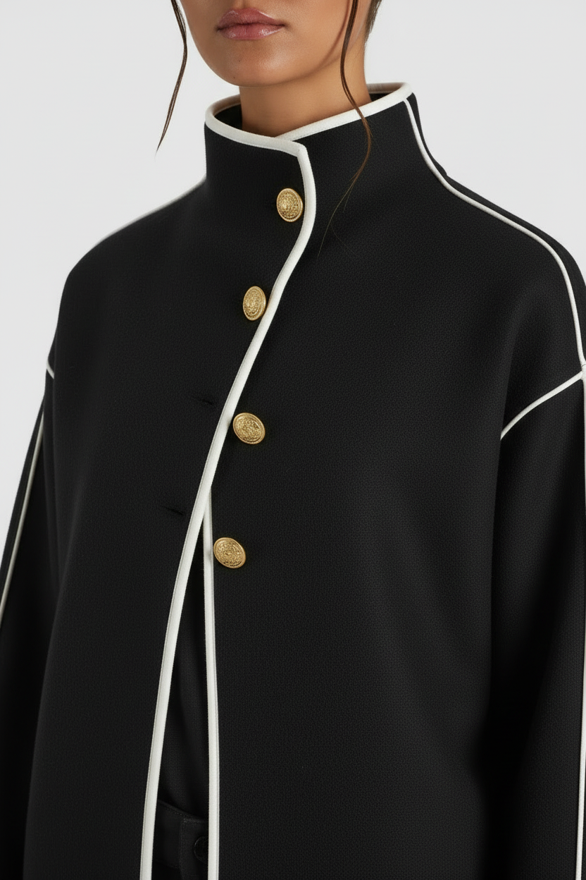 PEARSON COLLARED SWEATER JACKET - BLACK/SOFT WHITE